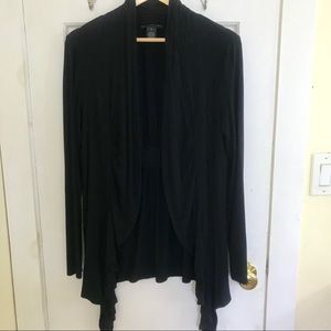Black open front cardigan